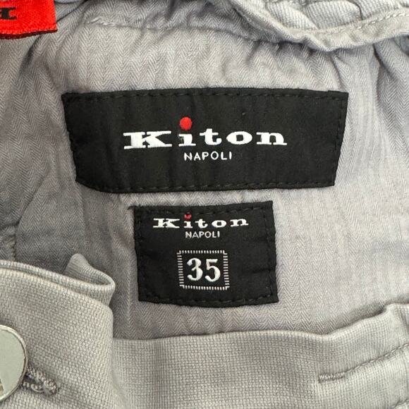 Mens Kiton Trousers Lyocell Light Gray EU 35 Rolled Hem (Fits 32x29" - Picture 6 of 7